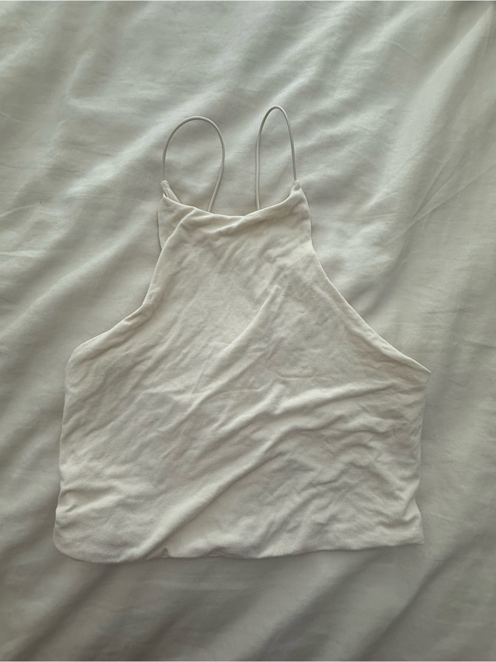 Oh Polly White Halter Crop Tank Top